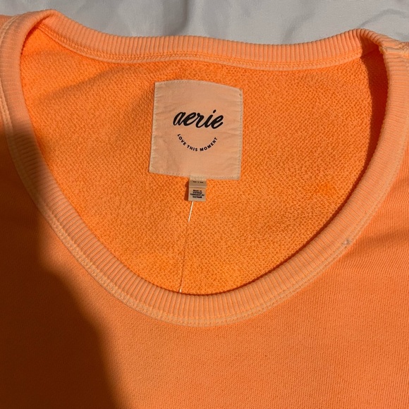 Aerie Oversized Orange Sweatshirt Voop Neck Feeling The Heat Summer Daze medium - Picture 5 of 10
